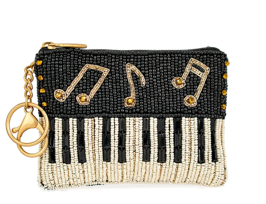 Play it Again Coin Purse Göz alıcı kelebek şeklinde bozuk para çantası, cesur boncuk işlemeli çiçek desenleri, eğlenceli püsküllü anahtarlık ve fermuarlı kapama, küçük eşyalar için mükemmel
