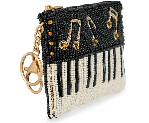 Play it Again Coin Purse Göz alıcı kelebek şeklinde bozuk para çantası, cesur boncuk işlemeli çiçek desenleri, eğlenceli püsküllü anahtarlık ve fermuarlı kapama, küçük eşyalar için mükemmel