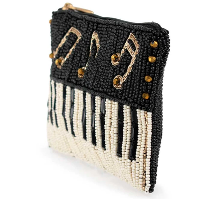 Play it Again Coin Purse Göz alıcı kelebek şeklinde bozuk para çantası, cesur boncuk işlemeli çiçek desenleri, eğlenceli püsküllü anahtarlık ve fermuarlı kapama, küçük eşyalar için mükemmel