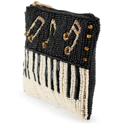 Play it Again Coin Purse Göz alıcı kelebek şeklinde bozuk para çantası, cesur boncuk işlemeli çiçek desenleri, eğlenceli püsküllü anahtarlık ve fermuarlı kapama, küçük eşyalar için mükemmel