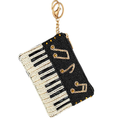 Play it Again Coin Purse Göz alıcı kelebek şeklinde bozuk para çantası, cesur boncuk işlemeli çiçek desenleri, eğlenceli püsküllü anahtarlık ve fermuarlı kapama, küçük eşyalar için mükemmel