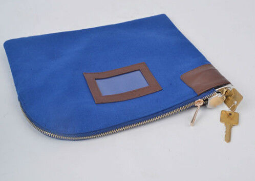 ODM OEM Canvas 11X6 inç Zippered Bank Deposit Bags With 2 Keys Canva Kilitleme Zipper Bank Deposit Bag With PVC Pocket With 2 Keys Zipper Bank Bags