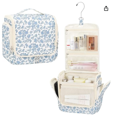 Erkekler için Asılı Tuvalet Çantası, Kadınlar için Seyahat Makyaj Çantası, Mavi Büyük Tuvalet Çantası Organizatör Çantası Suya dayanıklı Tıraş Dopp Kit Duş Çantası Banyo Hijyen Çantası, Taşınabilir Seyahat Gereksinimleri